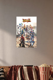 The Legend of Heroes: Trails of Cold Steel III Characters in a cozy movie room above a brown sofa with popcorn.