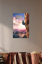 The Legend of Zelda Breath of the Wild Link Climbing in a cozy movie room above a brown sofa with popcorn.