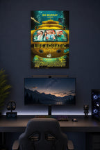 The Life Aquatic with Steve Zissou Movie Poster in a gaming desk setup above a monitor.