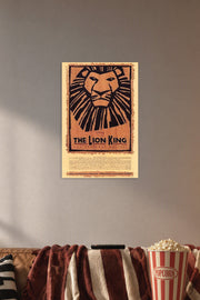 The Lion King The Broadway Musical Poster Broadway Theater Play in a cozy movie room above a brown sofa with popcorn.