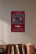 The Outsiders Movies in a cozy movie room above a brown sofa with popcorn.