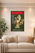 The Stuff Movie in a bright living room above a beige sofa.