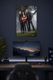 The Vampire Diaries TV Series in a gaming desk setup above a monitor.