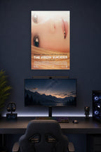 The Virgin Suicides Movie Poster in a gaming desk setup above a monitor.