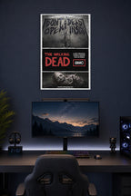 The Walking Dead Don't Open Dead Inside in a gaming desk setup above a monitor.