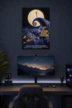 Tim Burton's The Nightmare Before Christmas in a gaming desk setup above a monitor.
