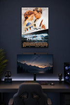 Titanic Movie Jack and Rose in a gaming desk setup above a monitor.