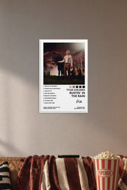 Tyler Childers Poster Rustin' in The Rain Album Cover Poster Posters in a cozy movie room above a brown sofa with popcorn.