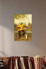 Tyler The Creator Wolf Haley Character in a cozy movie room above a brown sofa with popcorn.