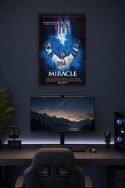 USA Hockey Miracle Victory in a gaming desk setup above a monitor.