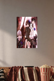 Vampire Knight Trio in a cozy movie room above a brown sofa with popcorn.
