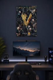 Vikings TV Series Battle Scene in a gaming desk setup above a monitor.