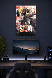 Vinland Saga Anime Characters in a gaming desk setup above a monitor.