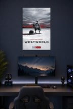 Westworld TV Series in a gaming desk setup above a monitor.