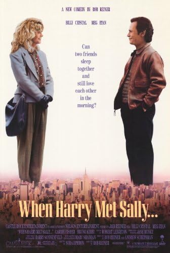 When Harry Met Sally poster with Meg Ryan and Billy Crystal facing each other above a warm-toned New York skyline.