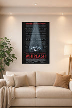 Whiplash Movie in a bright living room above a beige sofa.