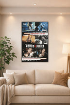 William Shakespeare's Romeo + Juliet in a bright living room above a beige sofa.
