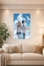 Your Lie in April Anime Musical Duo in a bright living room above a beige sofa.