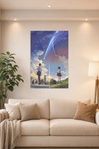 Your Name Anime Movie in a bright living room above a beige sofa.