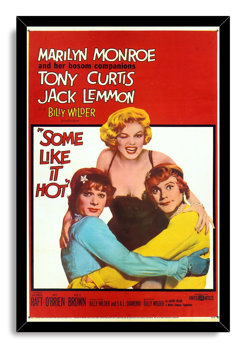 "Some Like It Hot" Movie Poster featuring Marilyn Monroe, Tony Curtis, and Jack Lemmon Decorative Painting (paper and canvas) art poster printing print
