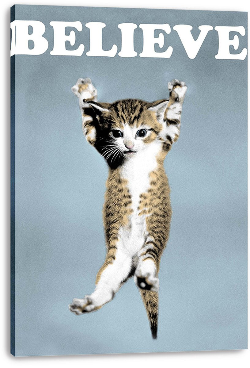 Kitten Believe Inspirational Decorative Painting (paper and canvas) art poster printing print