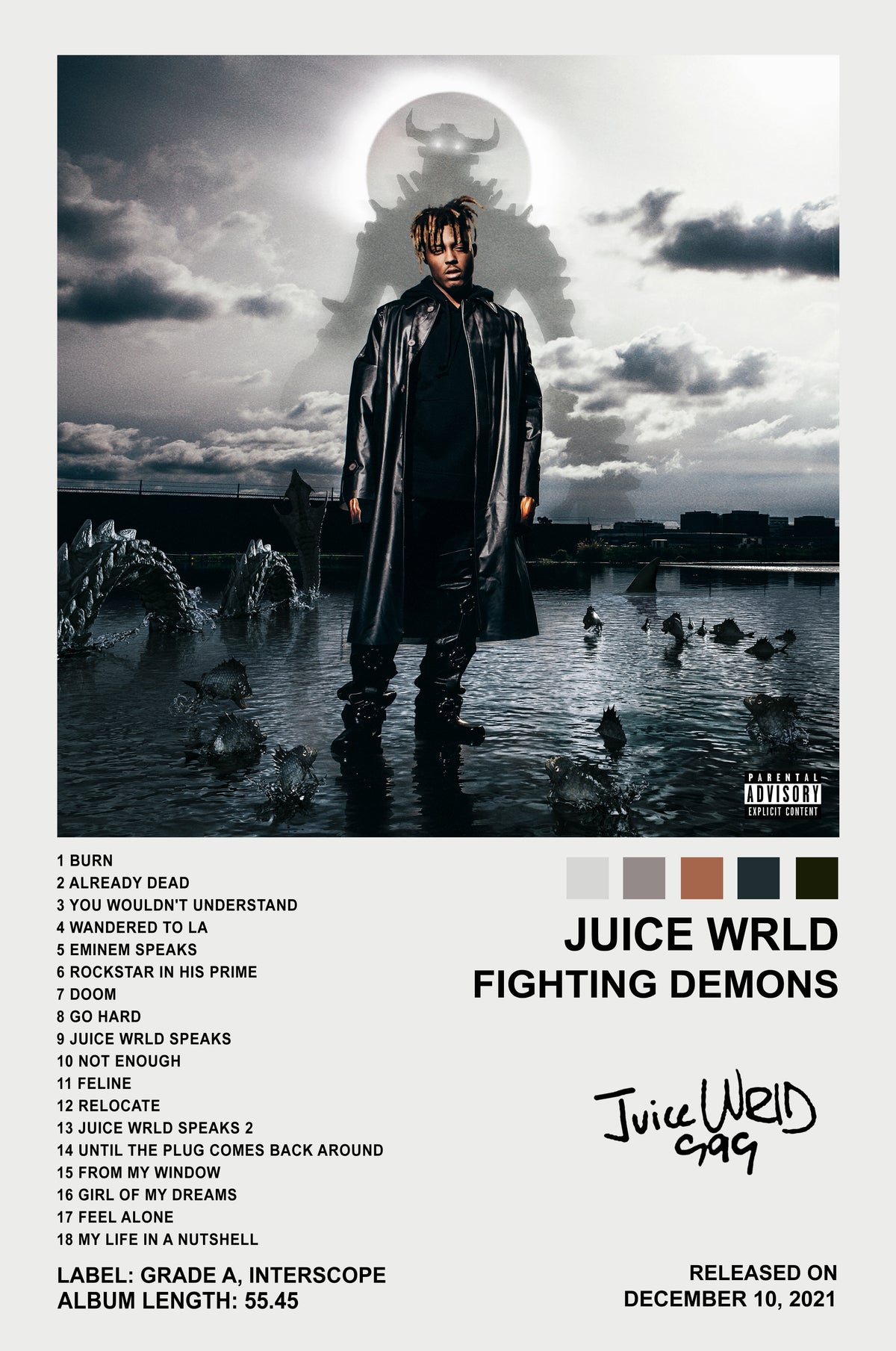 Juice WRLD Fighting Demons Album Poster