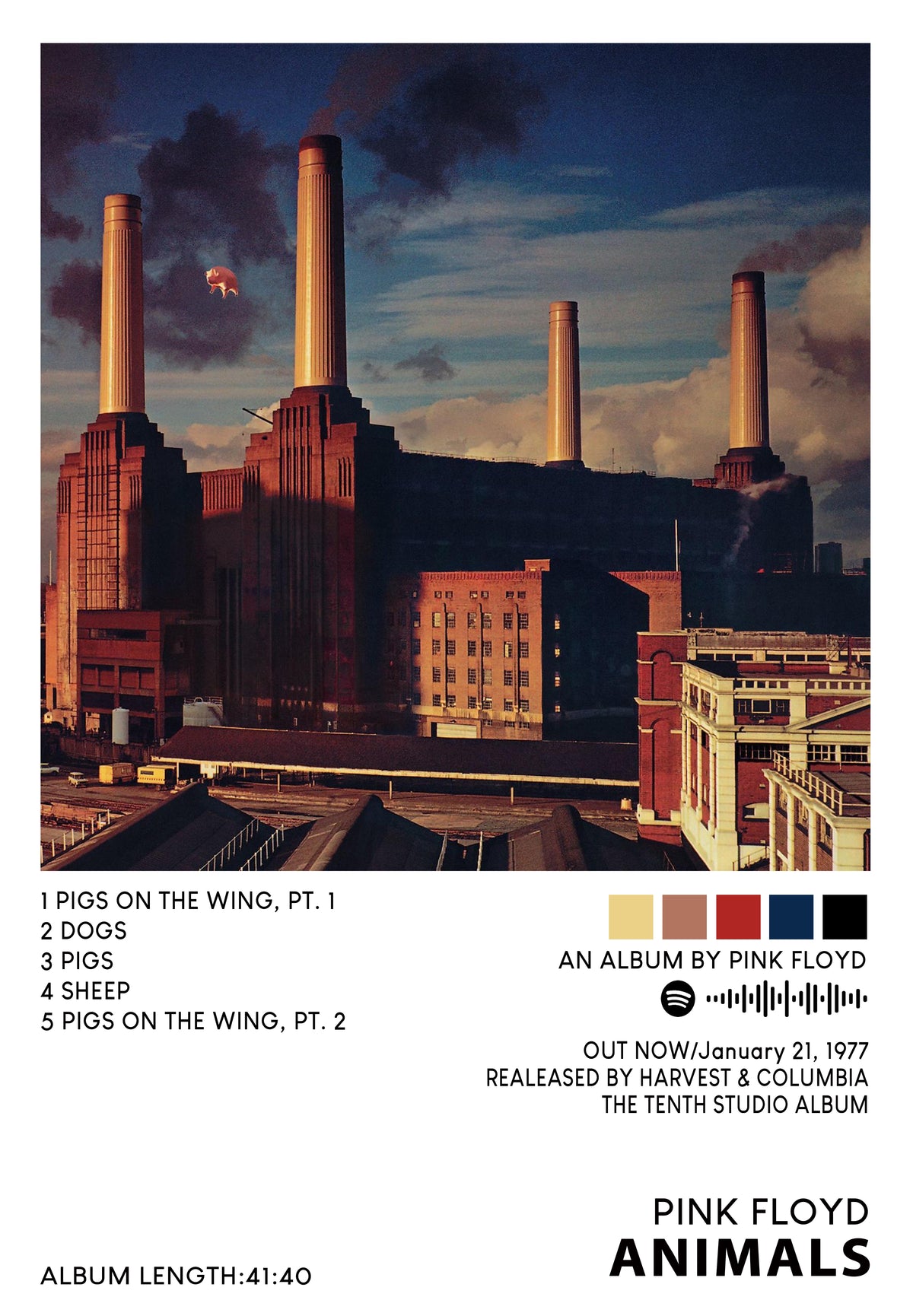 Pink Floyd Animals Album Poster