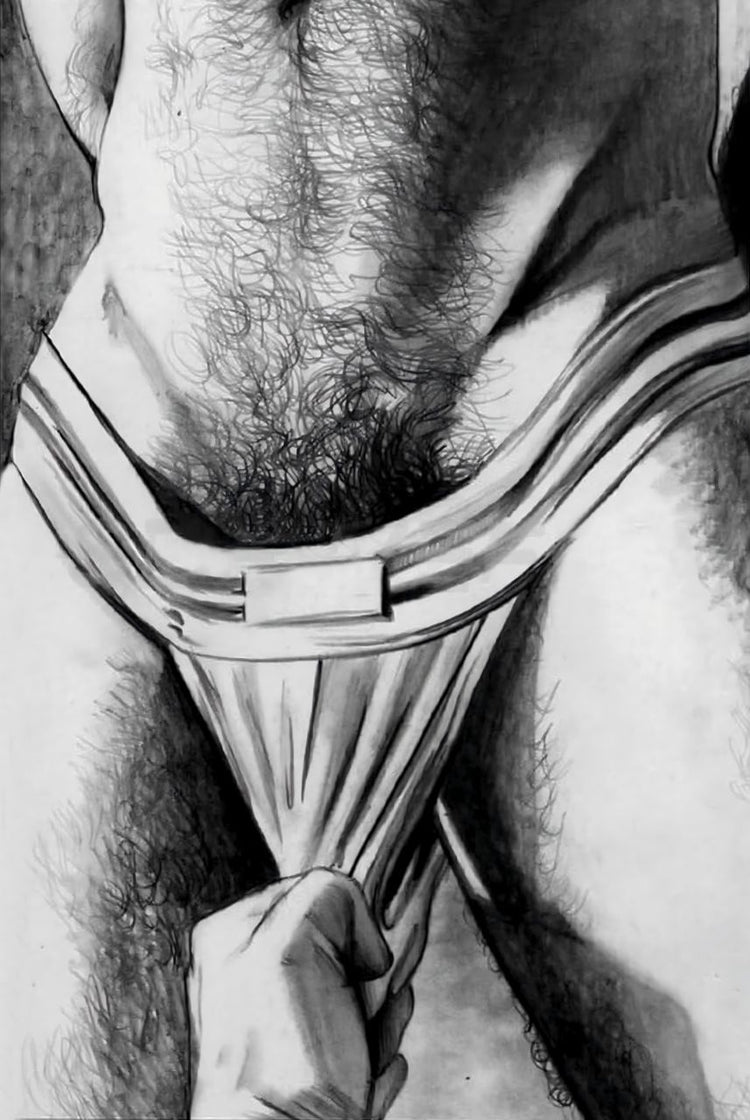 Sensual Male Torso Charcoal Art