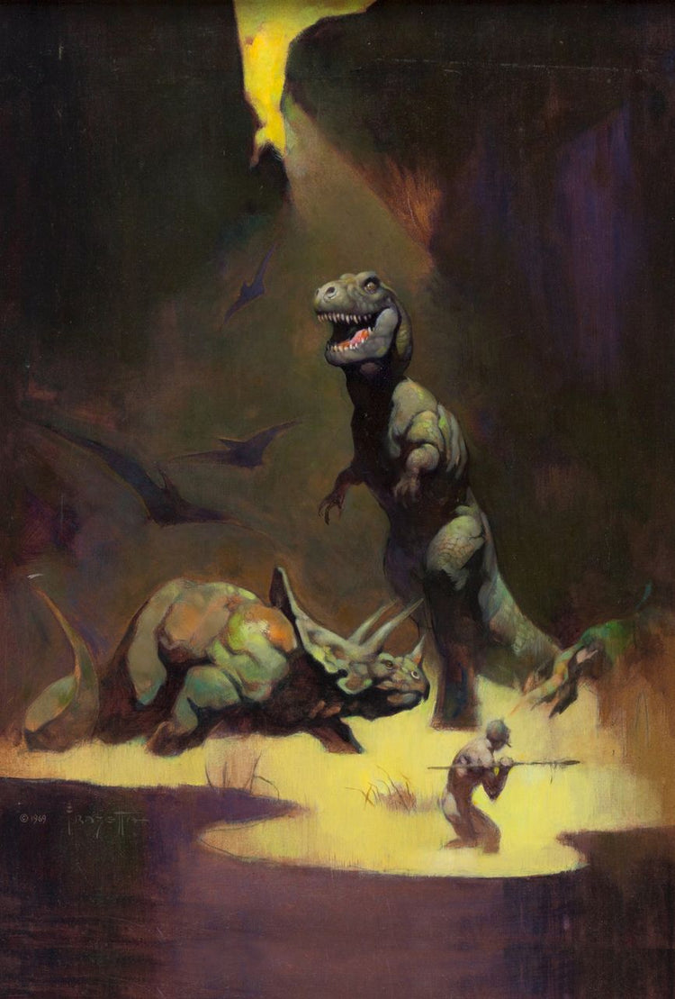 Vintage Prehistoric Dinosaur Fantasy Poster