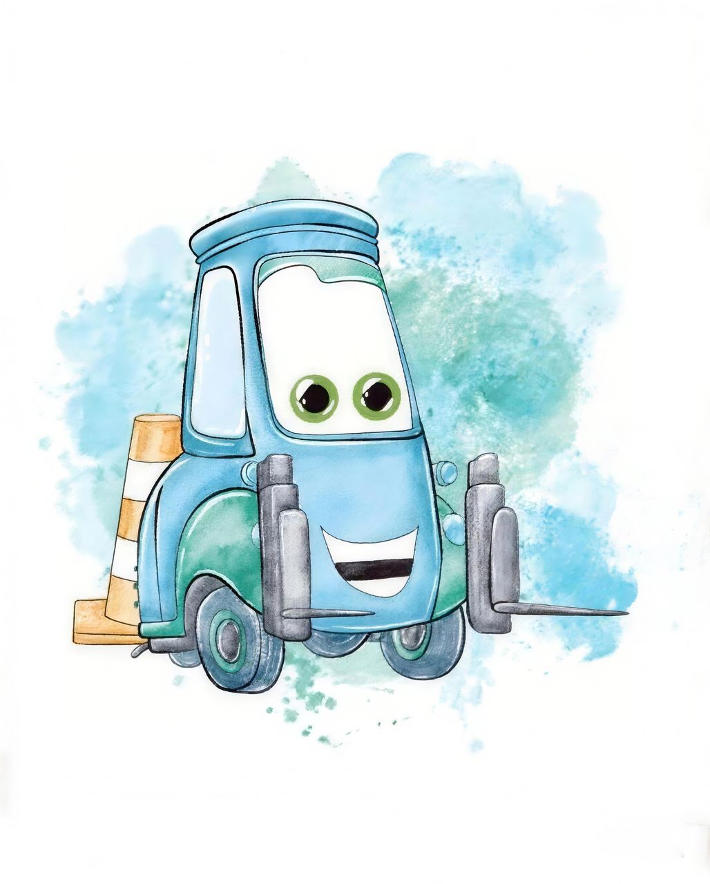 Guido Forklift Watercolor Art Poster