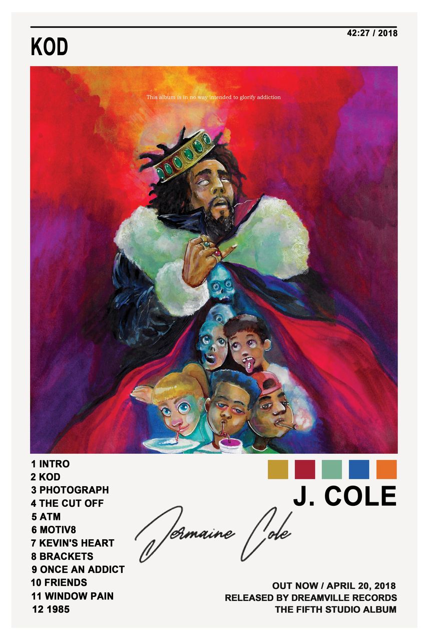 J. Cole KOD Album Art Poster