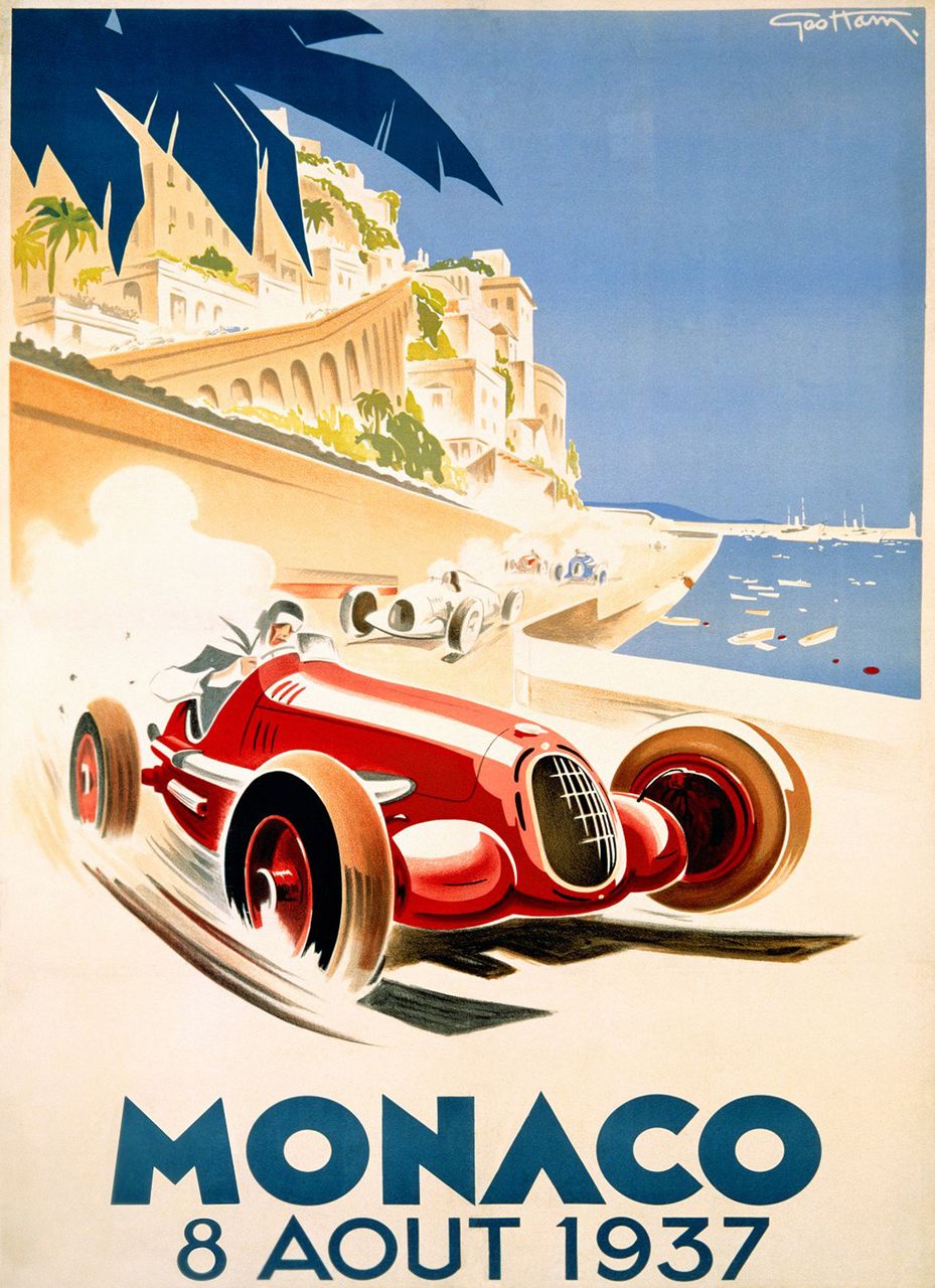 Vintage Monaco 1937 Racing Poster